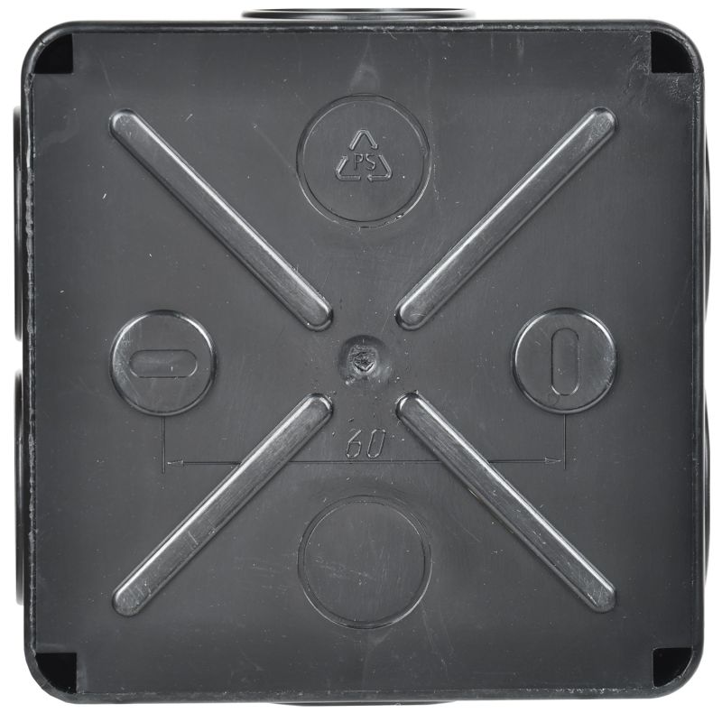 Коробка распаячная КМ41233 для открытой проводки безгалогенная (HF) 100х100х50мм IP44 6 гермовводов черная (RAL 9005) IEK