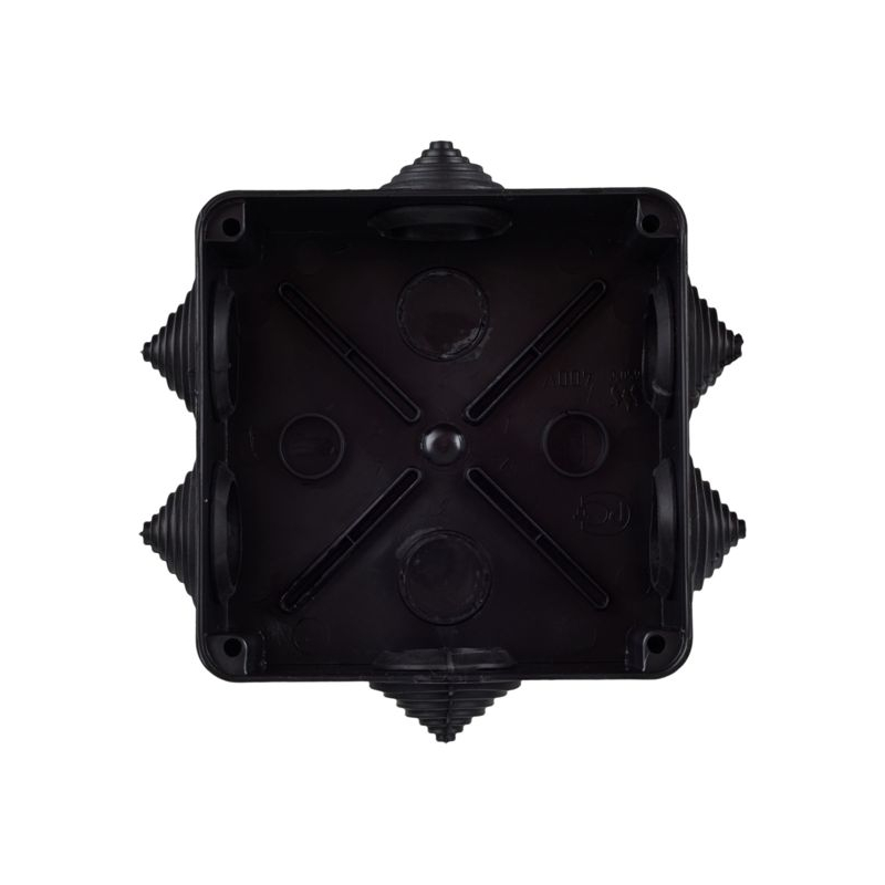 Коробка распаячная КМ41234 для открытой проводки безгалогенная (HF) 100х100х50мм IP55 6 гермовводов черная (RAL 9005) IEK