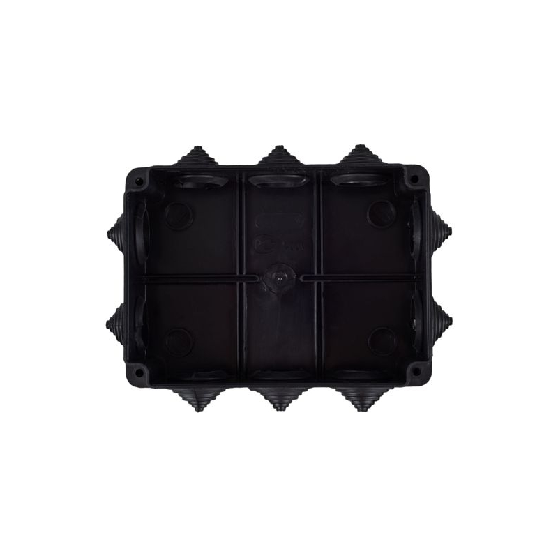 Коробка распаячная КМ41241 для открытой проводки безгалогенная (HF) 150х110х70мм IP44 10 гермовводов черная (RAL 9005) IEK