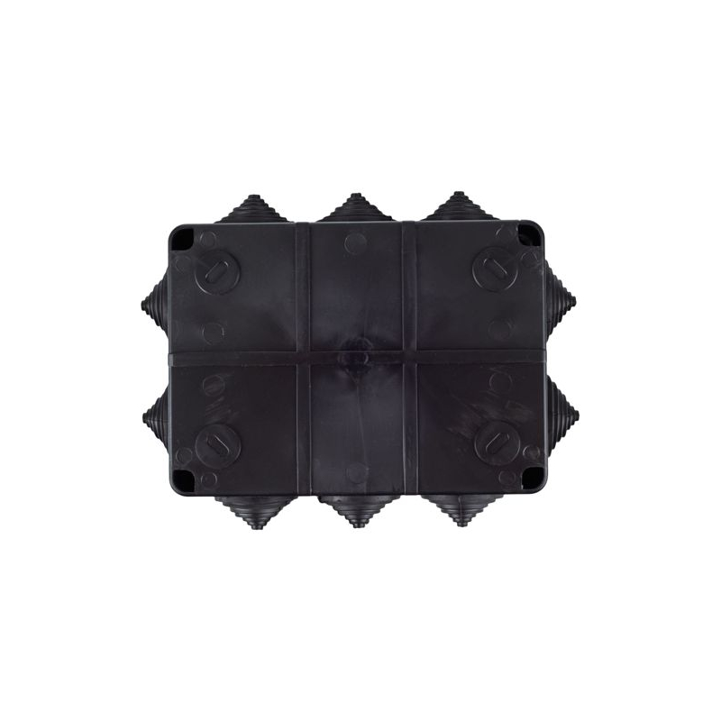 Коробка распаячная КМ41241 для открытой проводки безгалогенная (HF) 150х110х70мм IP44 10 гермовводов черная (RAL 9005) IEK