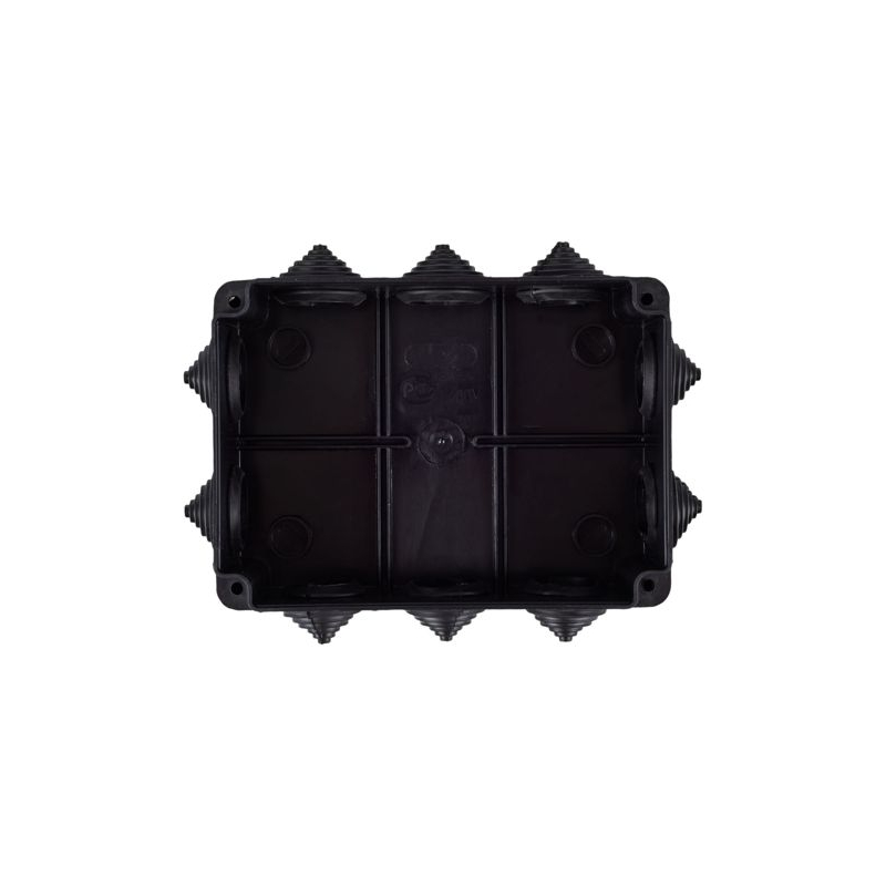 Коробка распаячная КМ41242 для открытой проводки безгалогенная (HF) 150х110х70мм IP55 10 гермовводов черная (RAL 9005) IEK