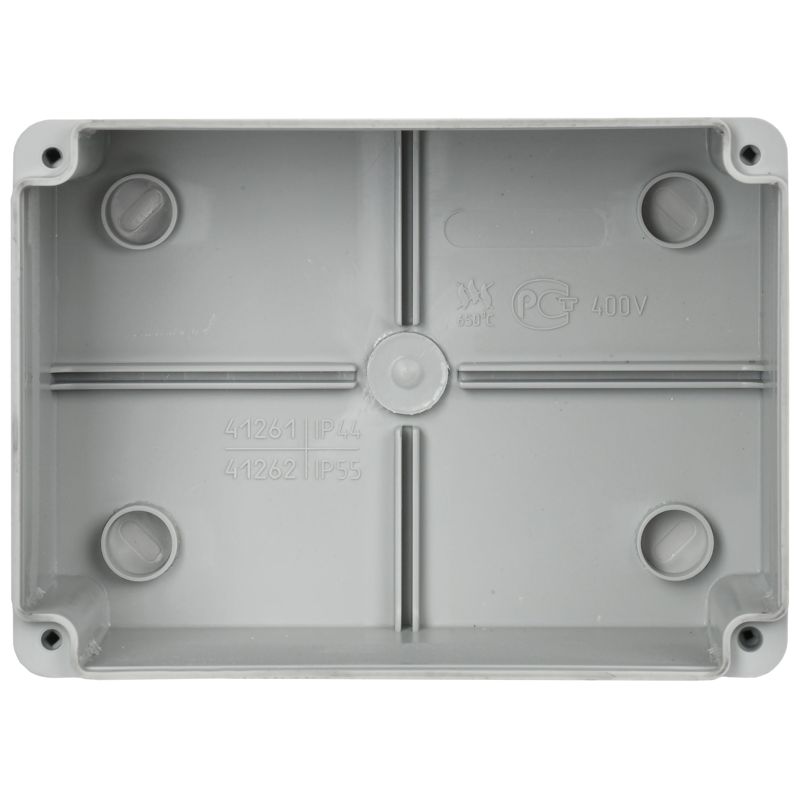 Коробка распаячная КМ41262 для открытой проводки безгалогенная (HF) 150х110х85мм гладкие стенки IP55 серая IEK