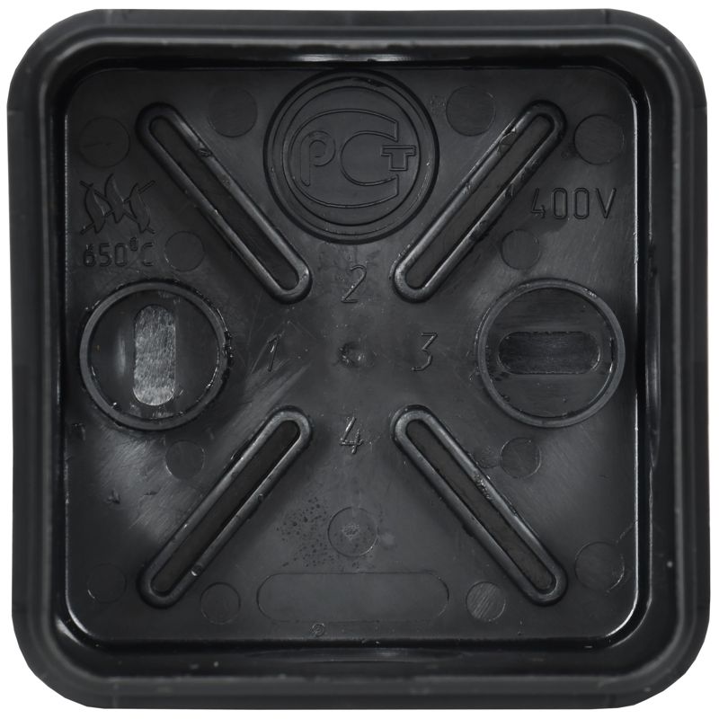 Коробка распаячная КМ41236 для открытой проводки с защелкивающейся крышкой безгалогенная (HF) 70х70х40мм IP44 4 гермовводов черная (RAL 9005) IEK