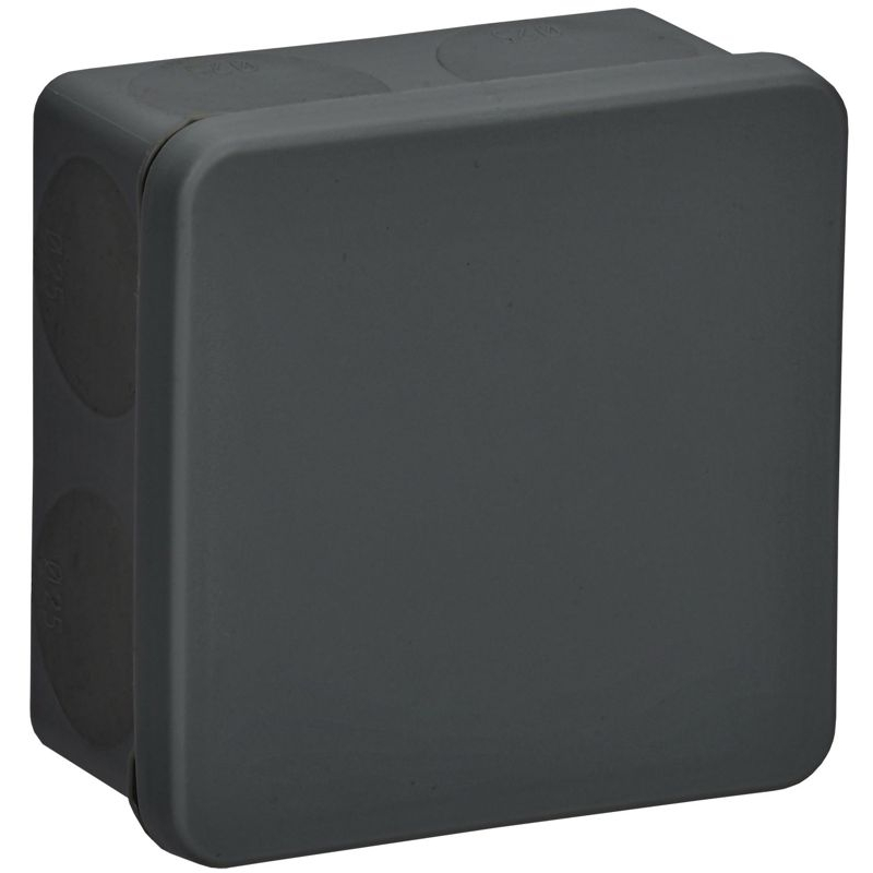 Коробка распаячная двухкомпонентная КМ42435 для открытой проводки безгалогенная (HF) 80х80х40мм IP67 8 вводов черная IEK