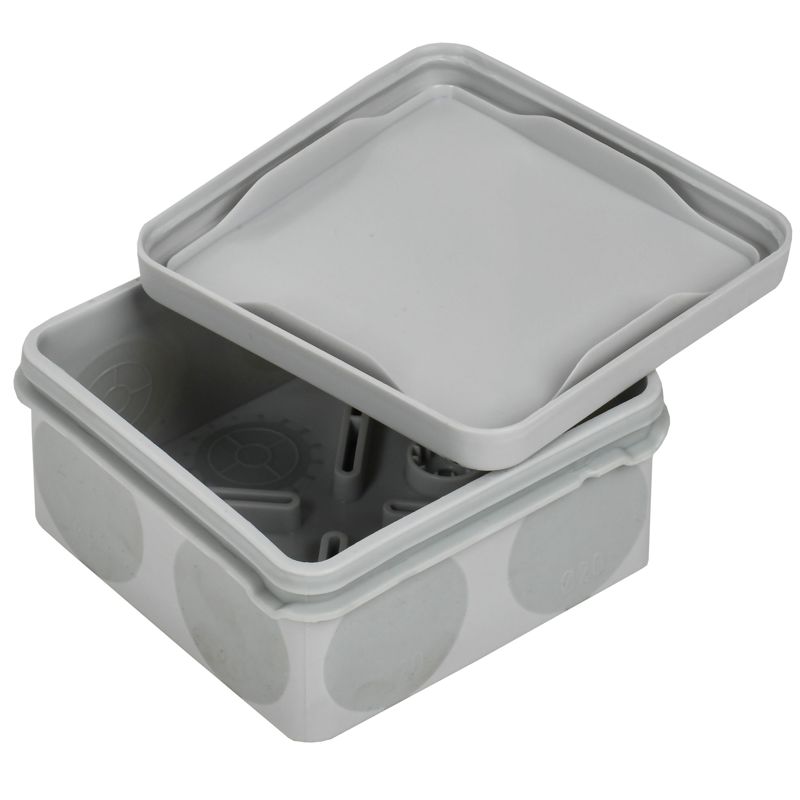 Коробка распаячная двухкомпонентная КМ42435 для открытой проводки безгалогенная (HF) 80х80х40мм IP67 8 вводов серая IEK