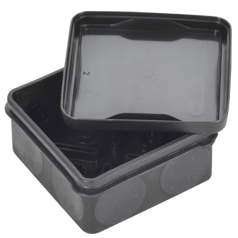 Коробка распаячная двухкомпонентная КМ42455 для открытой проводки безгалогенная (HF) 100х100х50мм IP67 8 вводов черная IEK