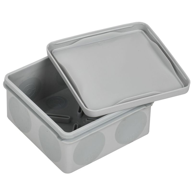 Коробка распаячная двухкомпонентная КМ42455 для открытой проводки безгалогенная (HF) 100х100х50мм IP67 8 вводов серая IEK