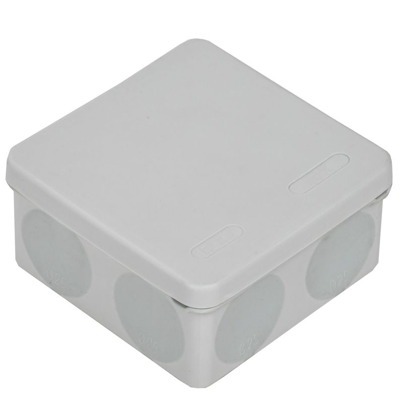 Коробка распаячная двухкомпонентная КМ42455 для открытой проводки безгалогенная (HF) 100х100х50мм IP67 8 вводов серая IEK