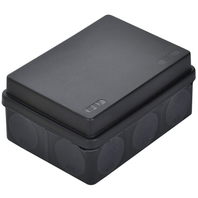 Коробка распаячная двухкомпонентная КМ42441 для открытой проводки безгалогенная (HF) 150х110х70мм IP67 10 вводов черная IEK