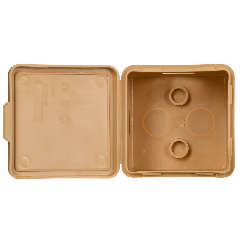 Коробка распаячная КМ для открытой проводки с откидной крышкой 65х65х50мм IP54 4 гермоввода сосна IEK