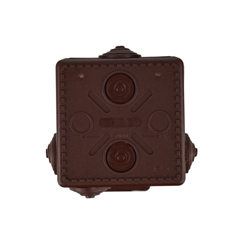 Коробка распаячная КМ для открытой проводки с откидной крышкой 80х80х50мм IP54 7 гермовводов дуб IEK