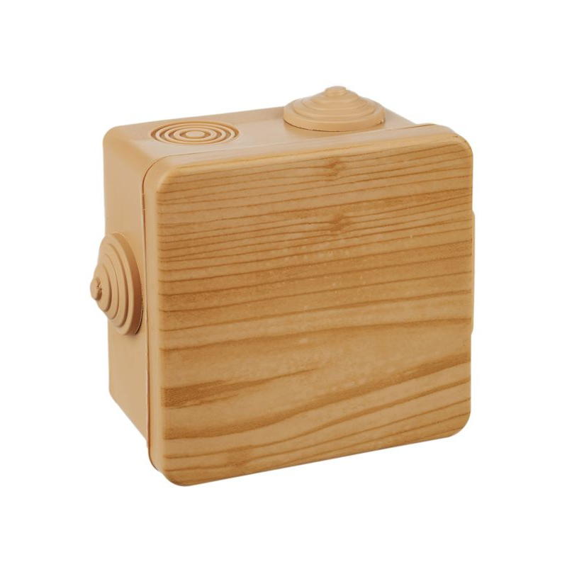 Коробка распаячная КМ для открытой проводки с откидной крышкой 80х80х50мм IP54 7 гермовводов сосна IEK