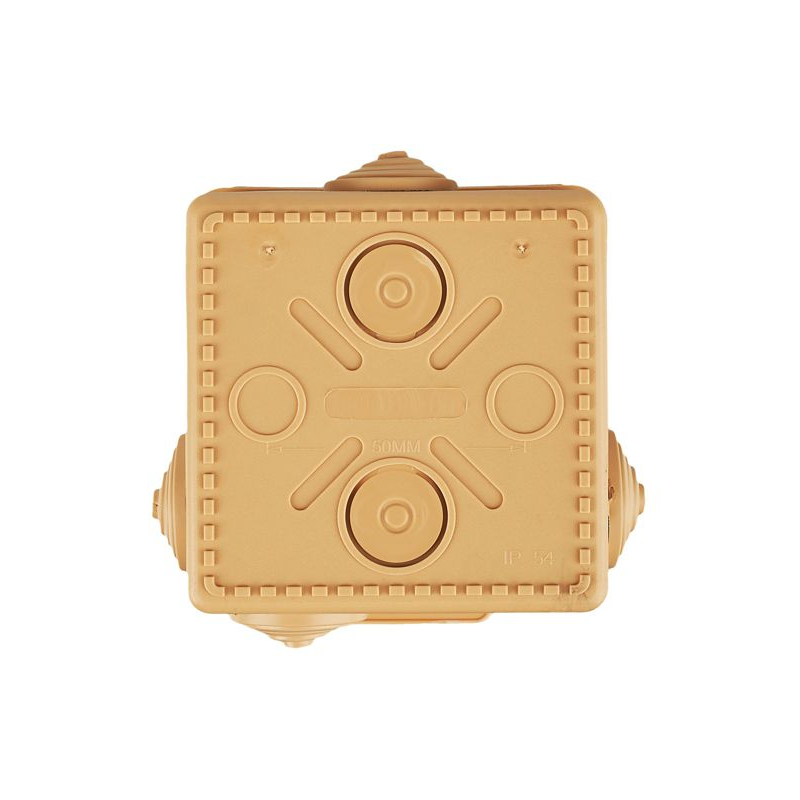 Коробка распаячная КМ для открытой проводки с откидной крышкой 80х80х50мм IP54 7 гермовводов сосна IEK