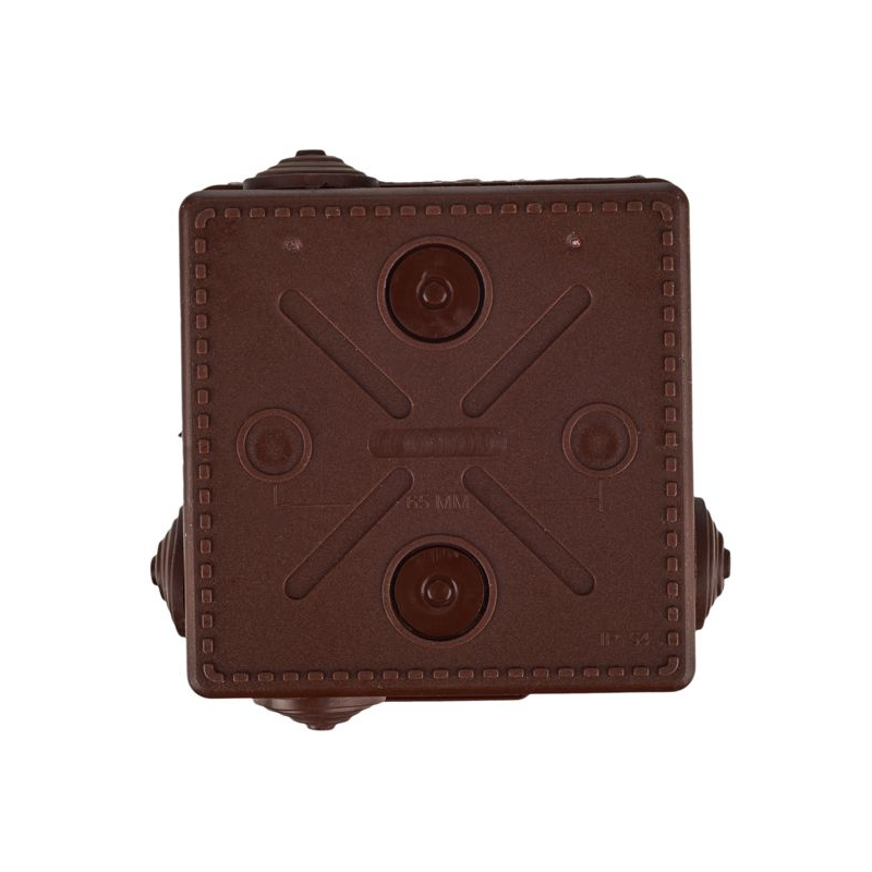 Коробка распаячная КМ для открытой проводки с откидной крышкой 100х100х50мм IP54 8 гермовводов дуб IEK