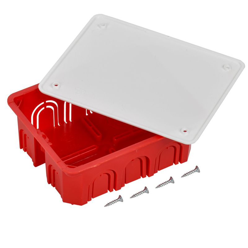 Коробка распаячная КМ41008 для твердых стен безгалогенная (HF) 120х92х45мм с саморезами с крышкой IEK