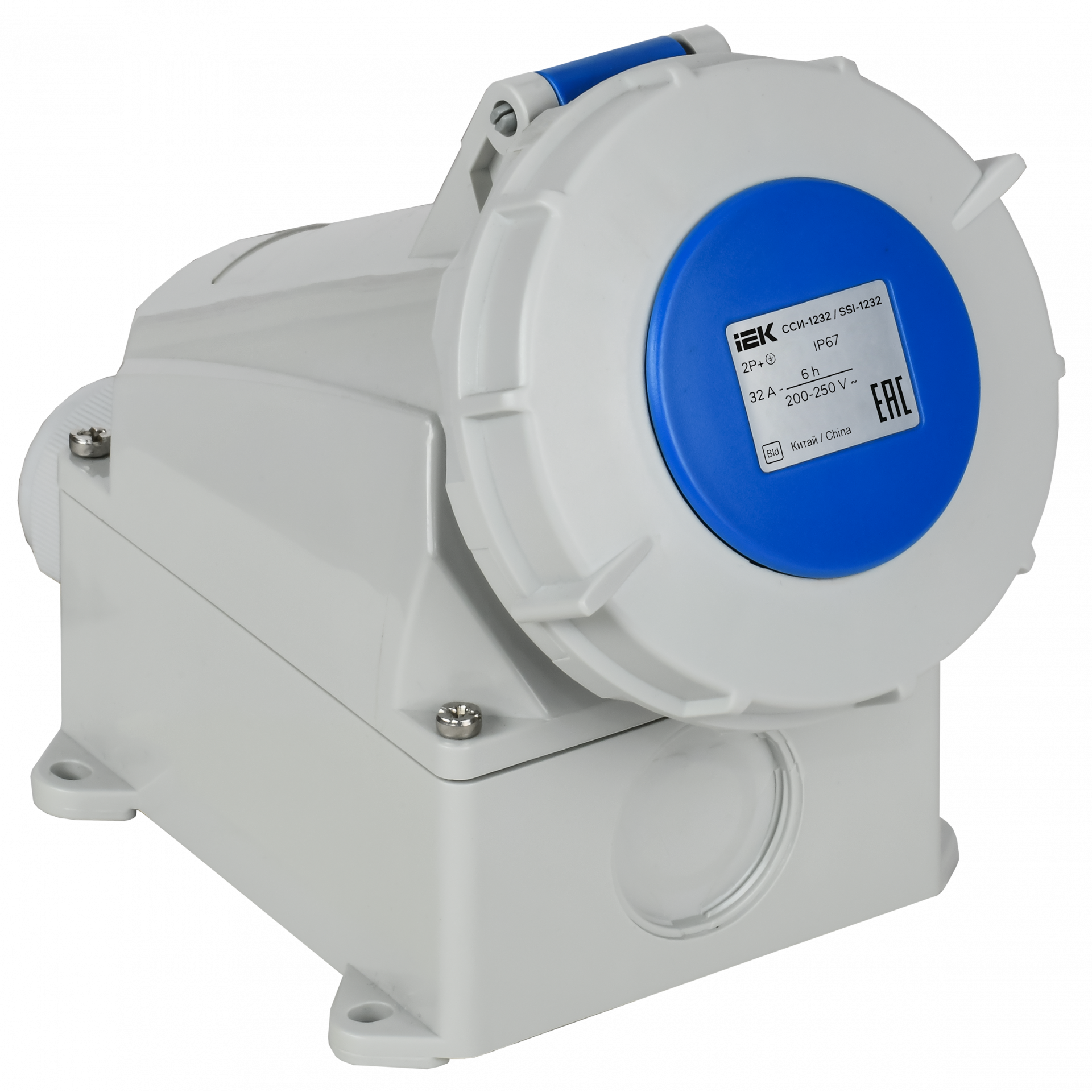 Розетка стационарная ССИ-1232 32А-6ч 220В 2P+PE IP67 IEK