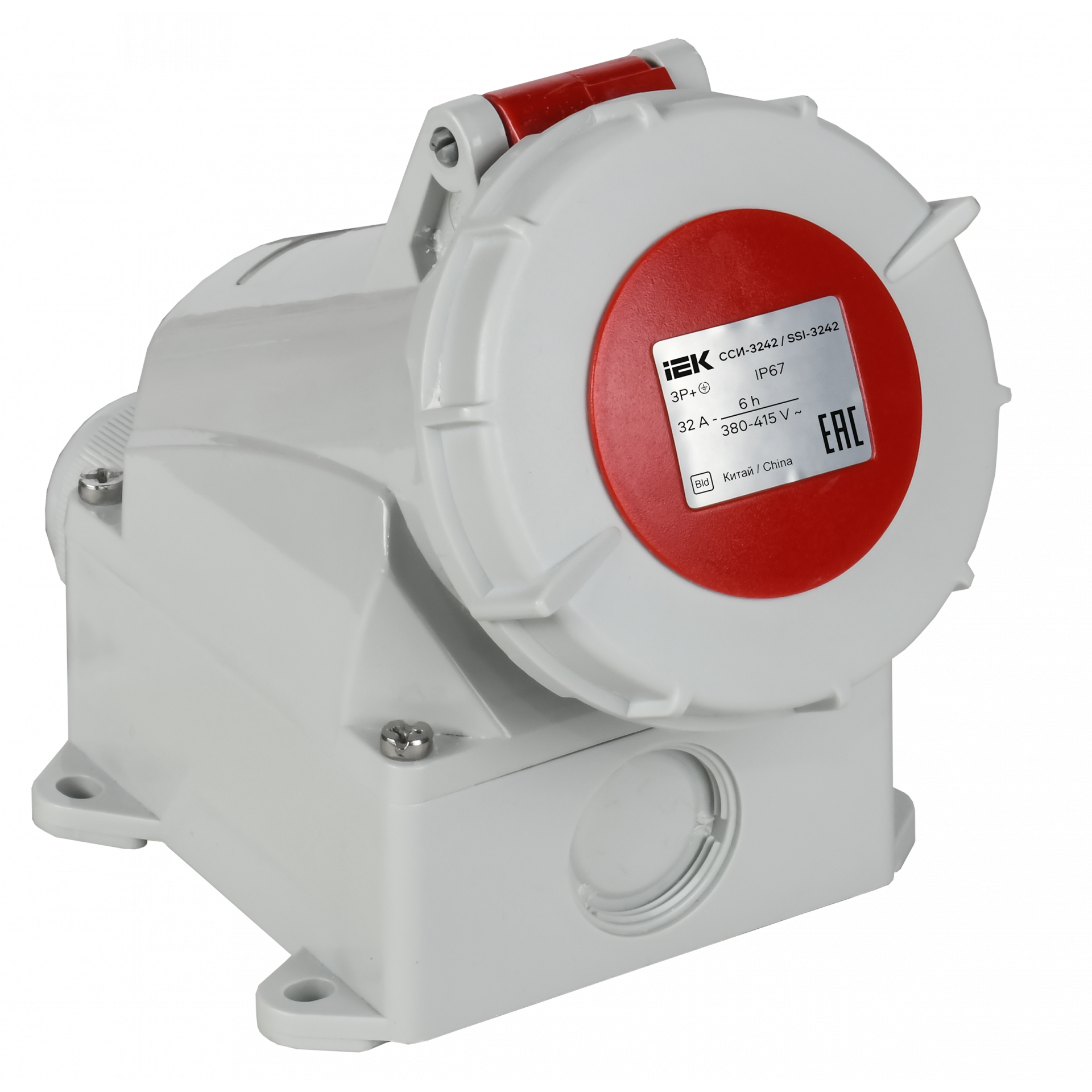 Розетка стационарная ССИ-1142 16А-6ч 380В 3P+PE IP67 IEK