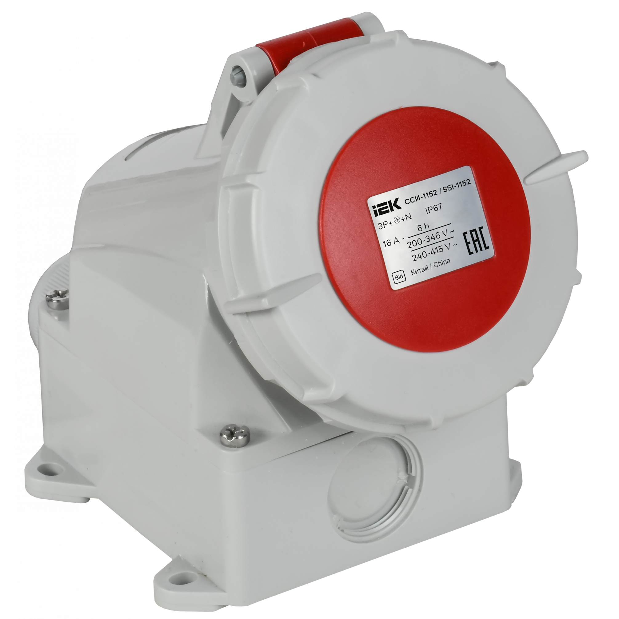 Розетка стационарная ССИ-1152 16А-6ч 380В 3P+PE+N IP67 IEK