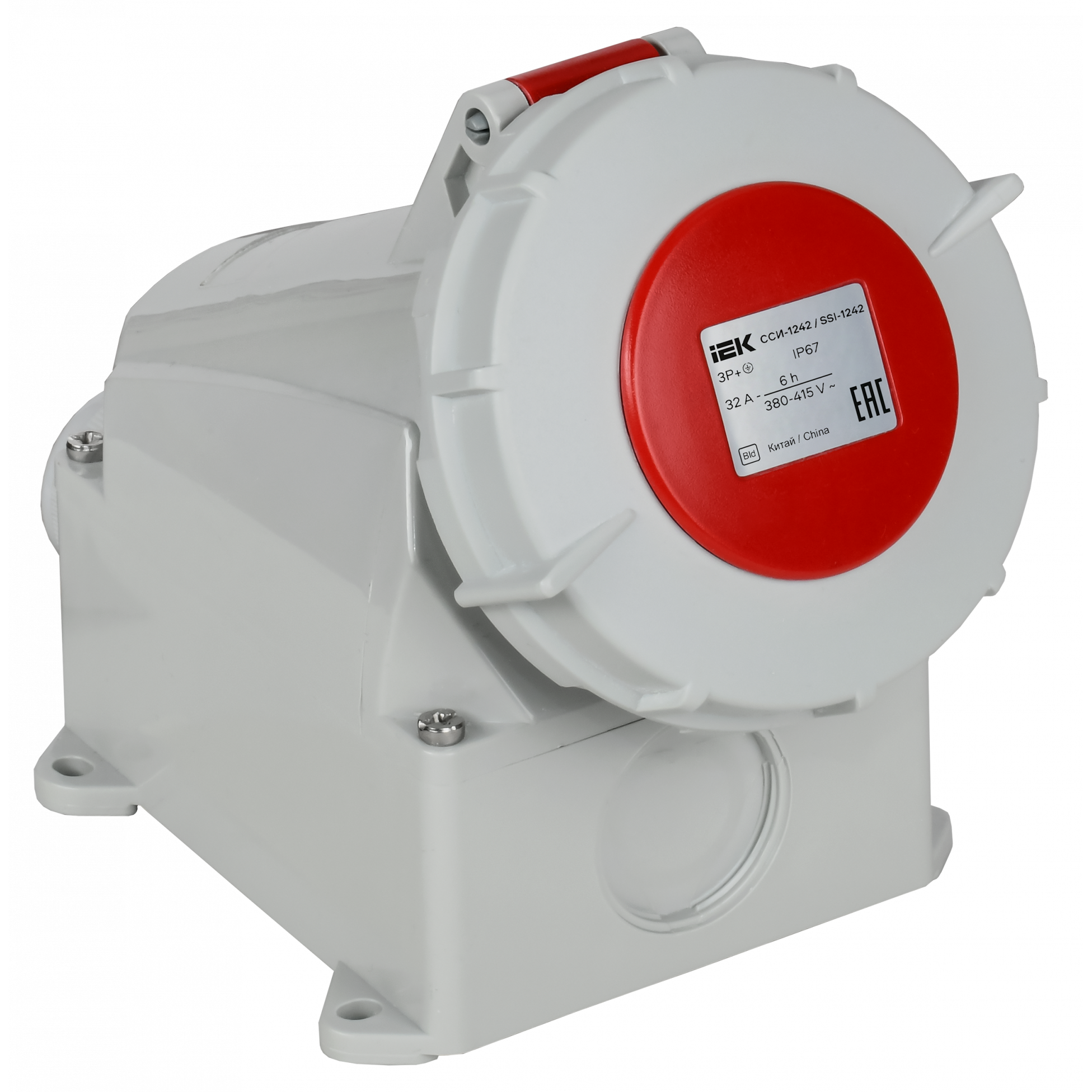 Розетка стационарная ССИ-1242 32А-6ч 380В 3P+PE IP67 IEK