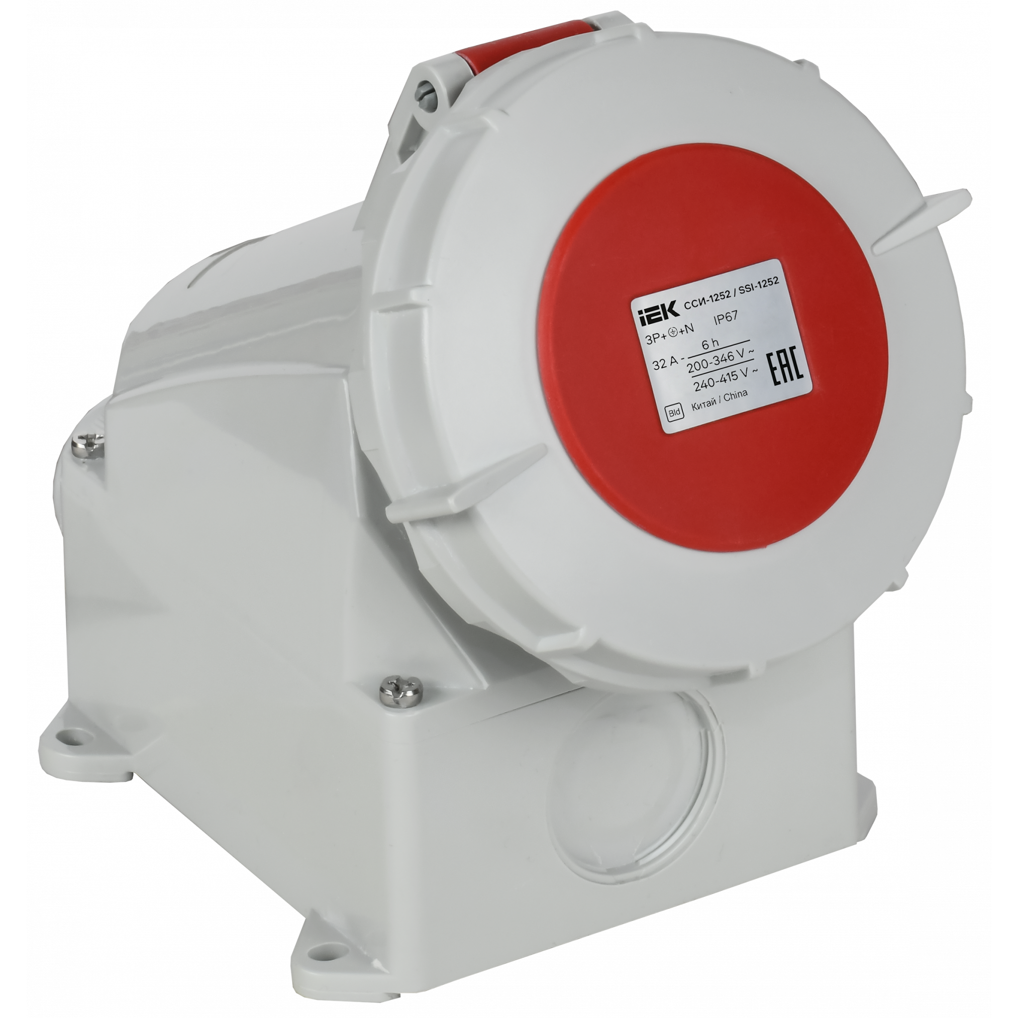 Розетка стационарная ССИ-1252 32А-6ч 380В 3P+PE+N IP67 IEK
