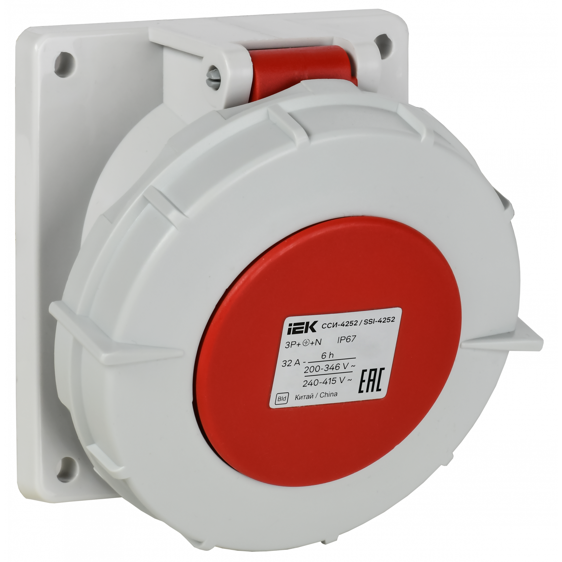 Розетка встраиваемая ССИ-4252 32А-6ч/380В 3P+PE+N IP67 IEK