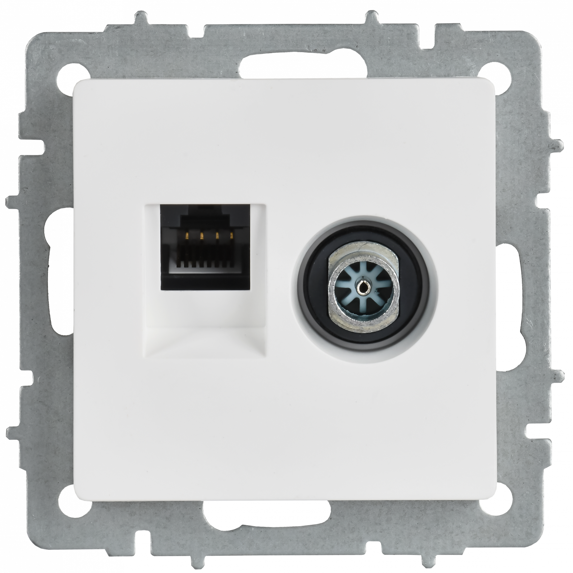 BRITE Розетка двойная TV+RJ45 кат.5E РТВ/РК12-БрАБ арктический белый IEK