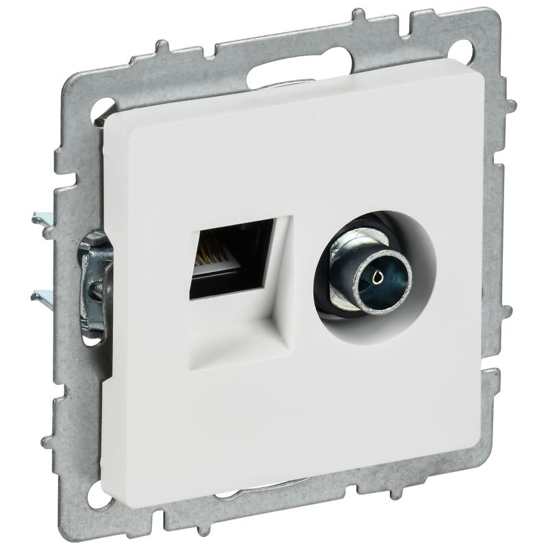 BRITE Розетка двойная TV+RJ45 кат.5E РТВ/РК12-БрАБ арктический белый IEK