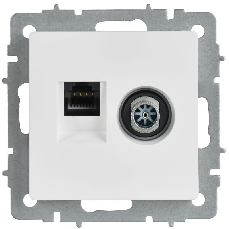 BRITE Розетка двойная TV+RJ45 кат.5E РТВ/РК12-БрАБ арктический белый IEK