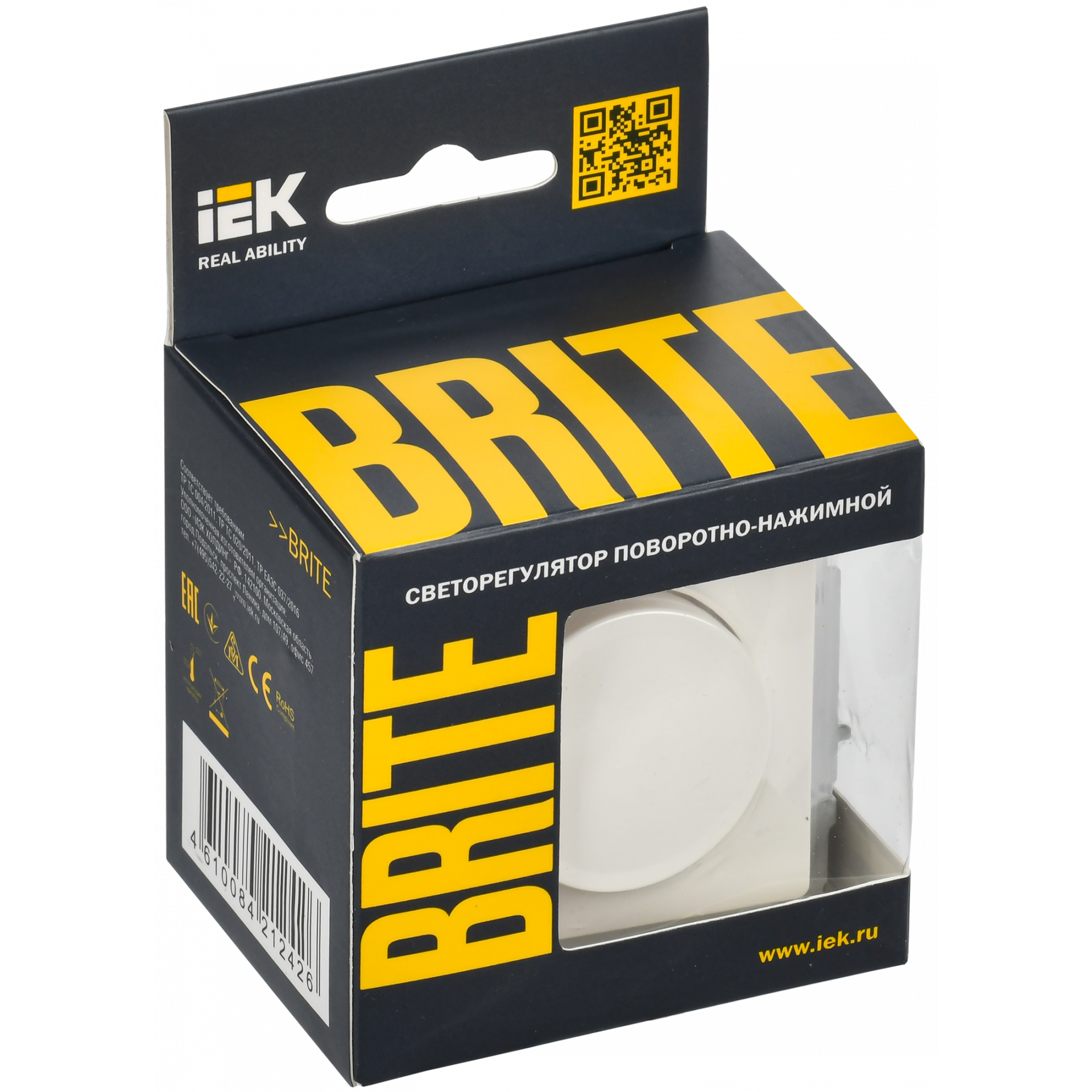 BRITE Светорегулятор поворотно-нажимной 600Вт СС10-1-0-БрБ белый IEK