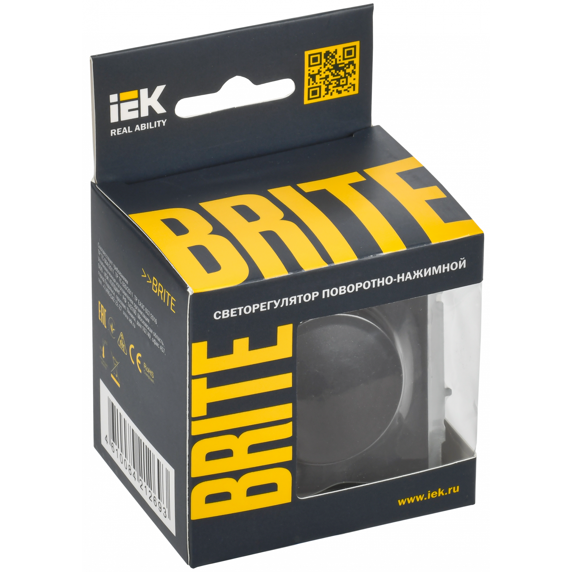 BRITE Светорегулятор поворотно-нажимной 600Вт СС10-1-0-БрЧ черный IEK