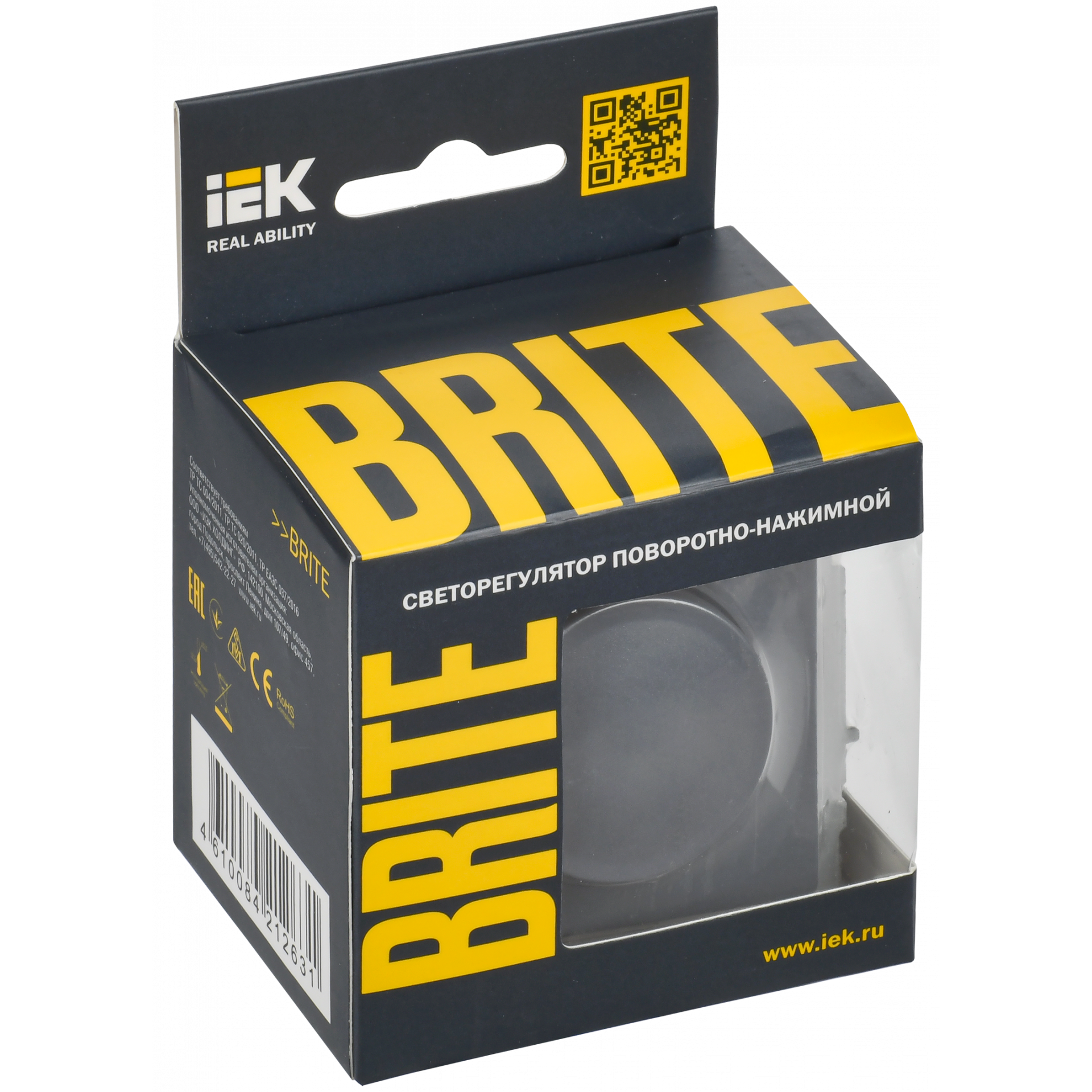 BRITE Светорегулятор поворотно-нажимной 600Вт СС10-1-0-БрМ маренго IEK