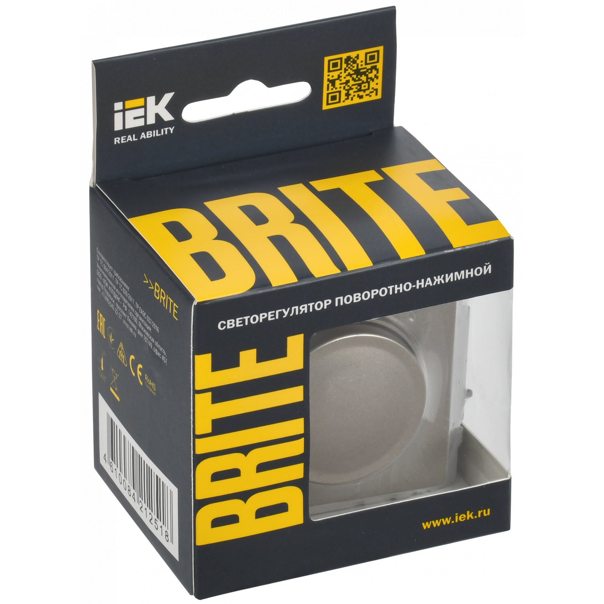BRITE Светорегулятор поворотно-нажимной 600Вт СС10-1-0-БрШ шампань IEK