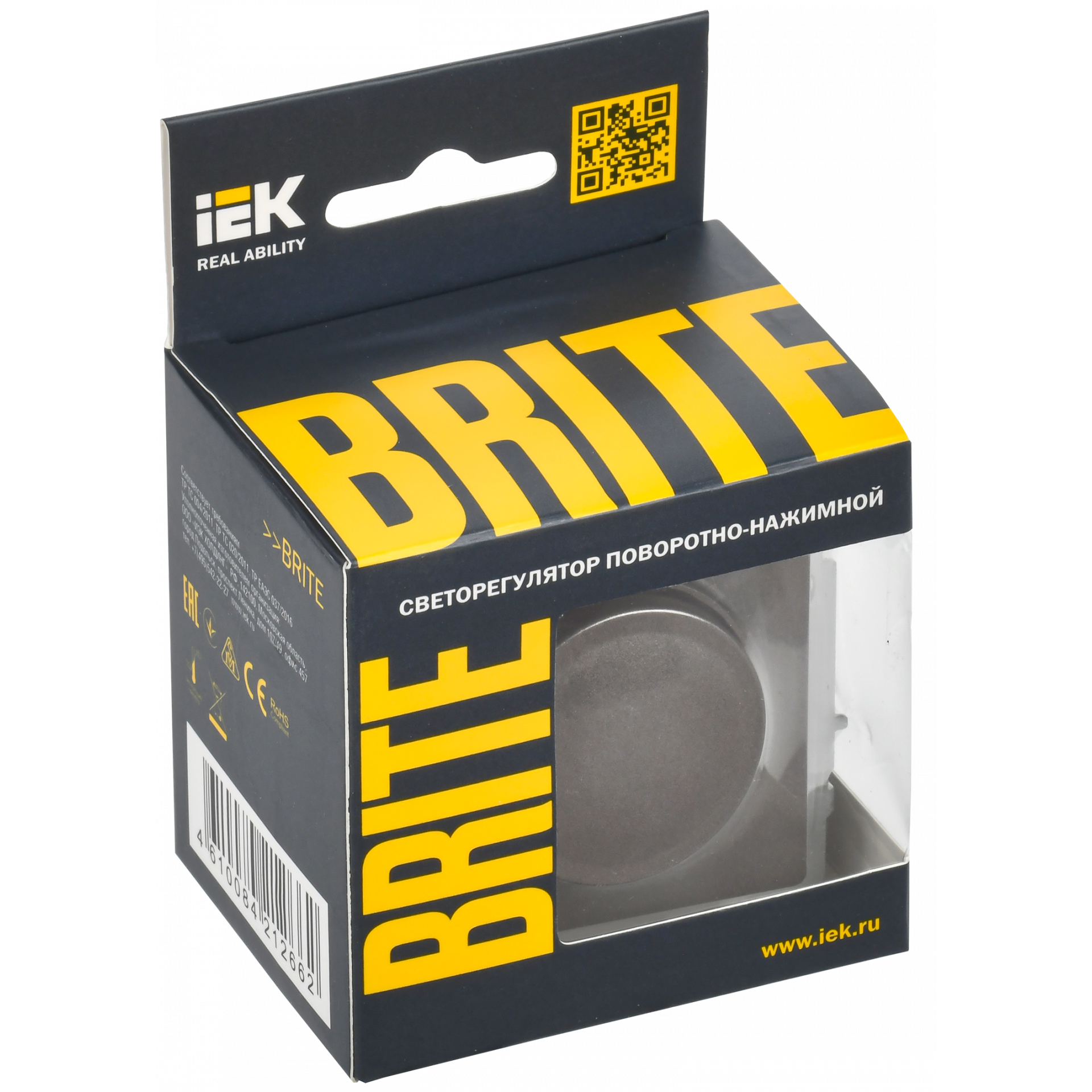 BRITE Светорегулятор поворотно-нажимной 600Вт СС10-1-0-БрТБ темная бронза IEK