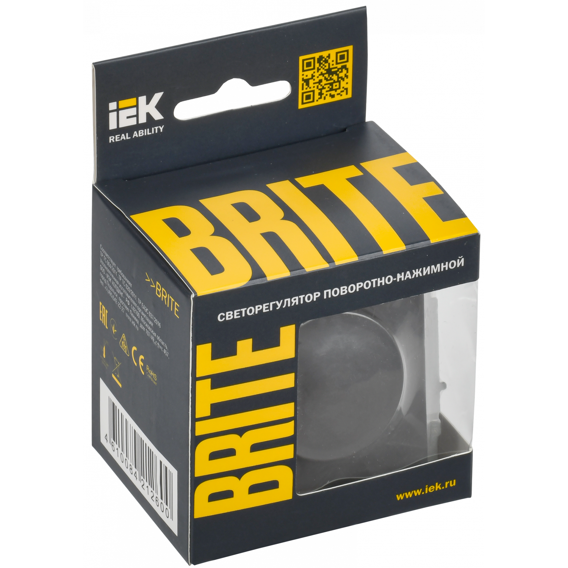 BRITE Светорегулятор поворотно-нажимной 600Вт СС10-1-0-БрГ графит IEK