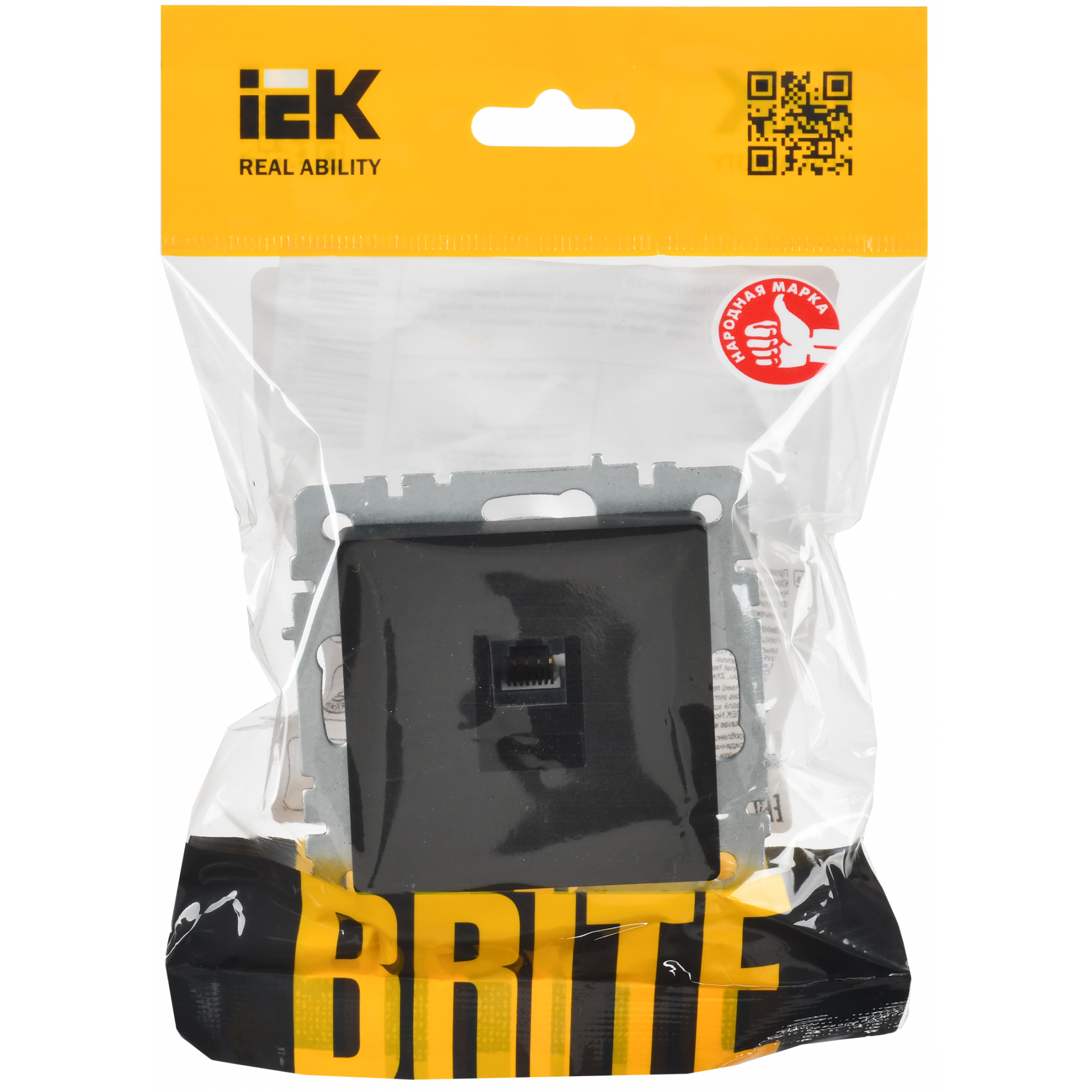 BRITE Розетка компьютерная RJ45 кат.6 РК11-БрЧ черный IEK