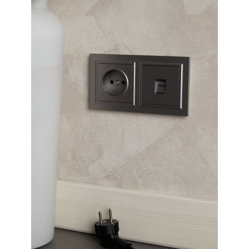 BRITE Розетка компьютерная RJ45 кат.6 РК11-БрС сталь IEK