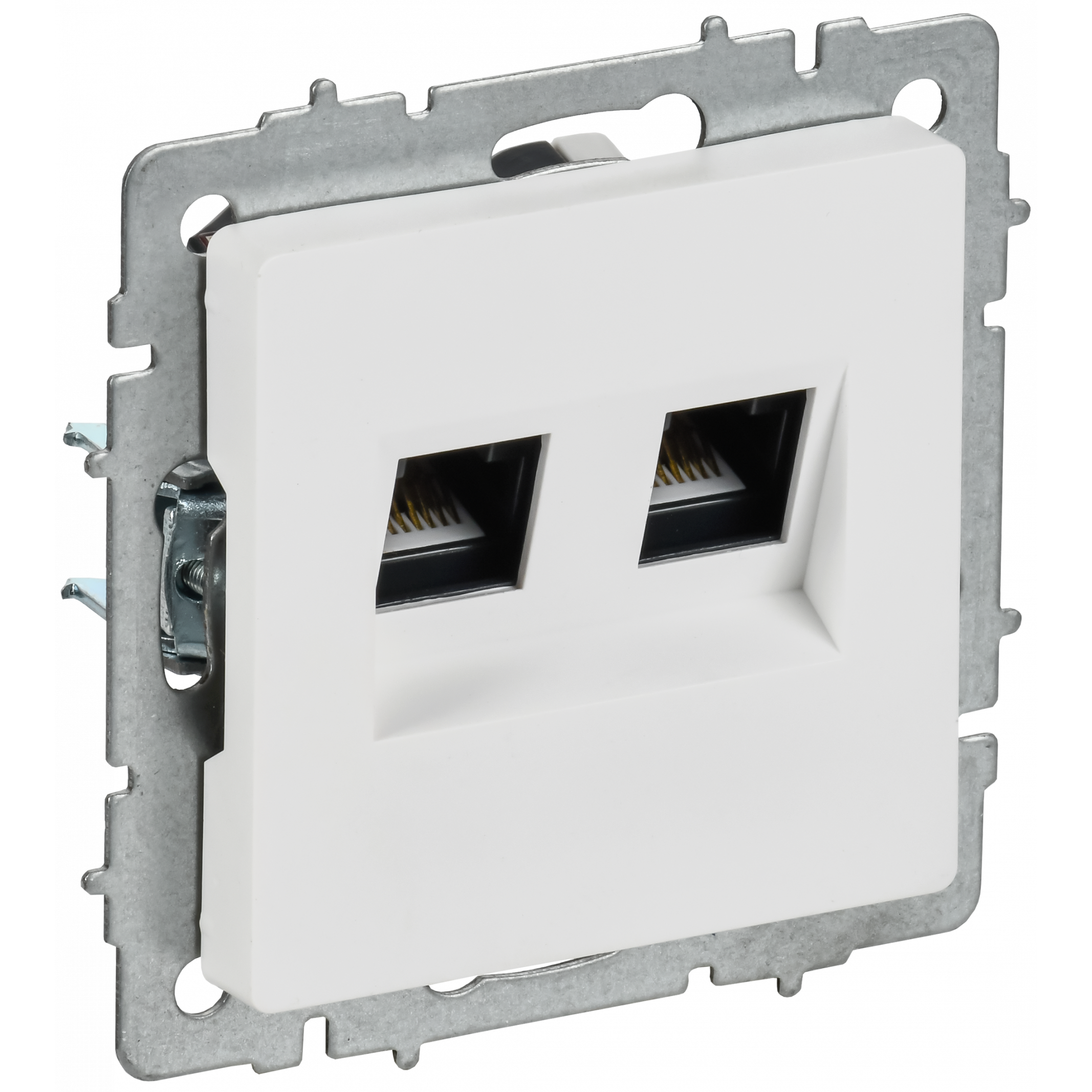 BRITE Розетка компьютерная двойная кат.5E RJ45 РК10-2-БрАБ арктический белый IEK