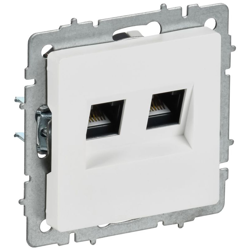 BRITE Розетка компьютерная двойная кат.5E RJ45 РК10-2-БрАБ арктический белый IEK