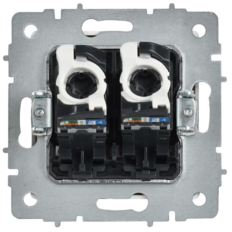 BRITE Розетка компьютерная двойная кат.5E RJ45 РК10-2-БрАБ арктический белый IEK