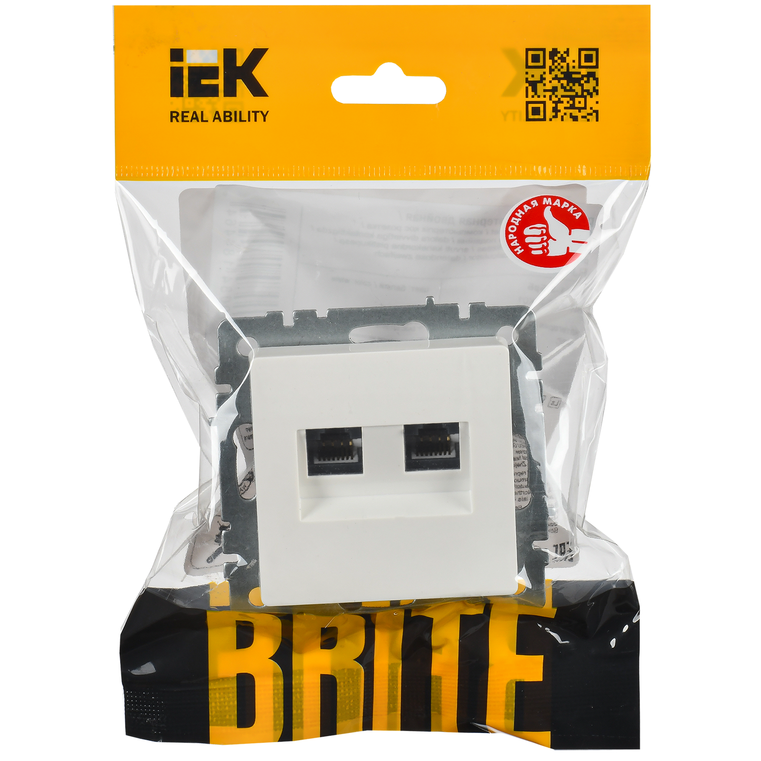 BRITE Розетка компьютерная двойная RJ45 кат.6 РК11-2-БрБ белый IEK