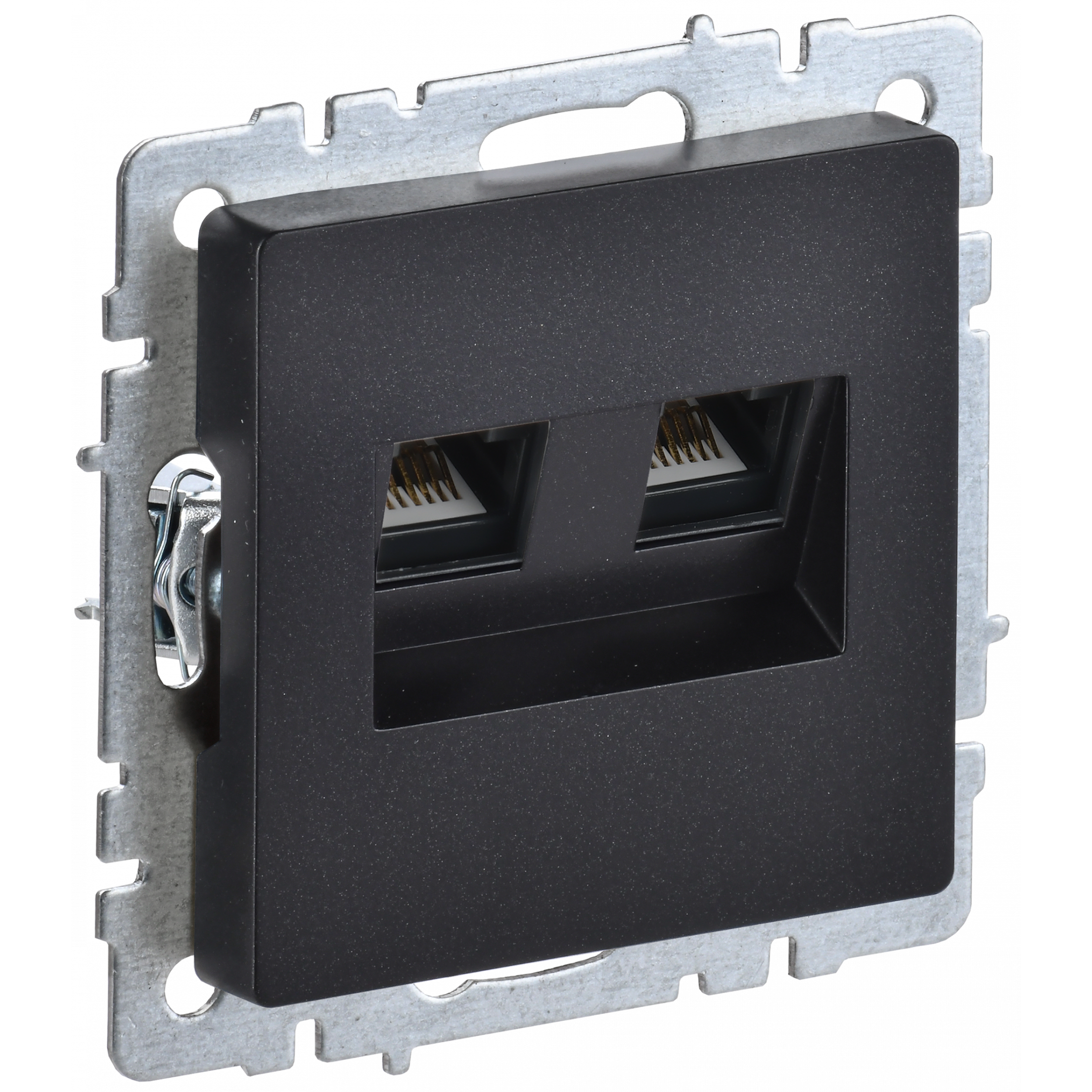 BRITE Розетка компьютерная двойная RJ45 кат.6 РК11-2-БрЧ черный IEK