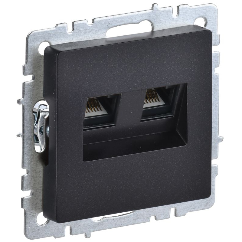 BRITE Розетка компьютерная двойная RJ45 кат.6 РК11-2-БрЧ черный IEK