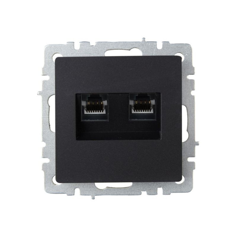 BRITE Розетка компьютерная двойная RJ45 кат.6 РК11-2-БрЧ черный IEK