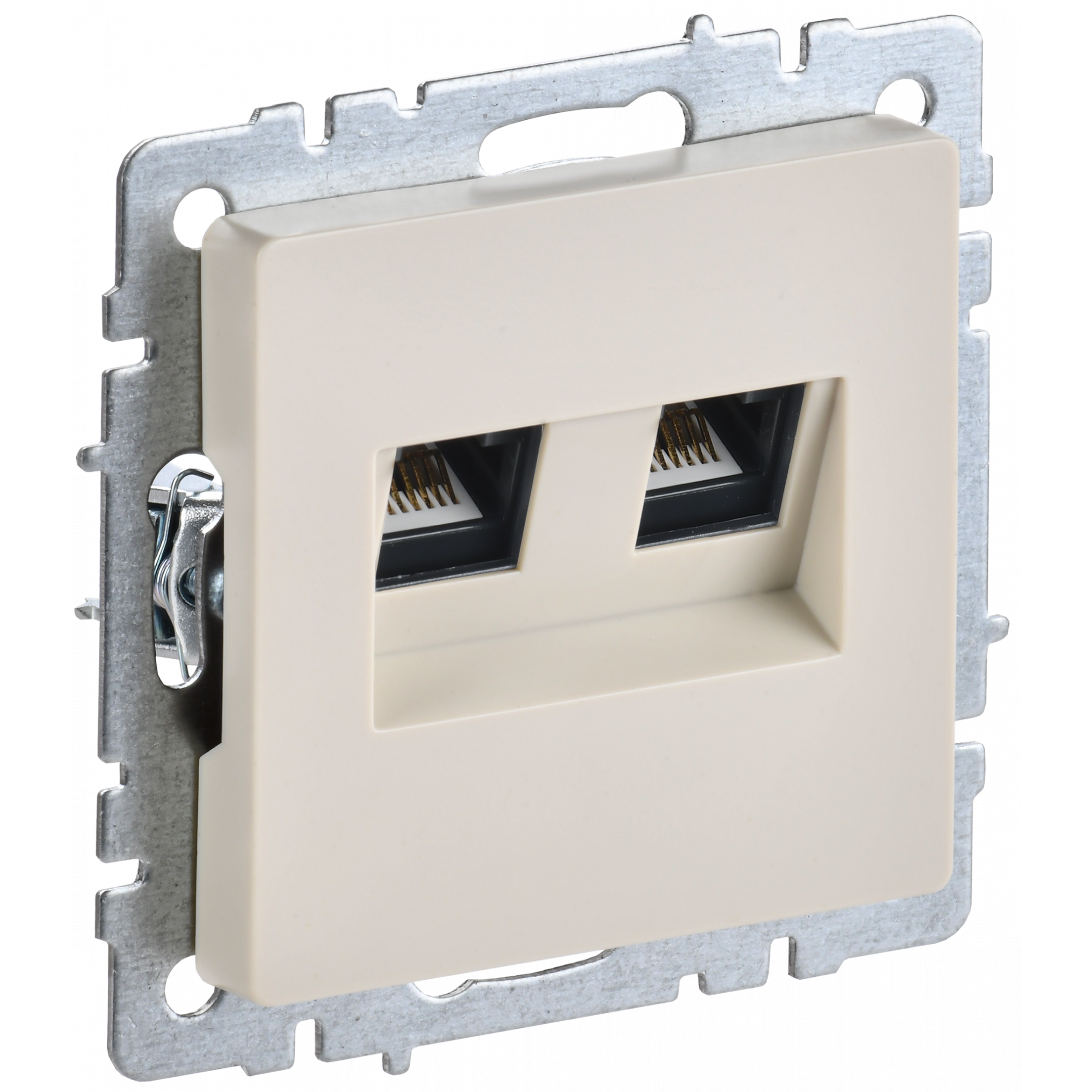 BRITE Розетка компьютерная двойная RJ45 кат.6 РК11-2-БрКр бежевый IEK