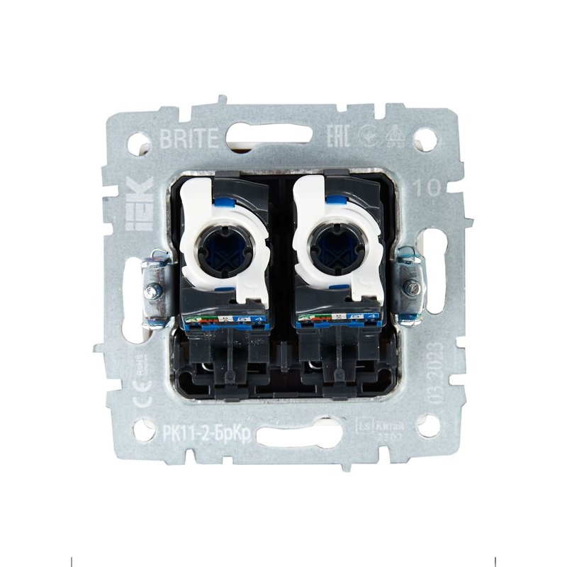 BRITE Розетка компьютерная двойная RJ45 кат.6 РК11-2-БрКр бежевый IEK