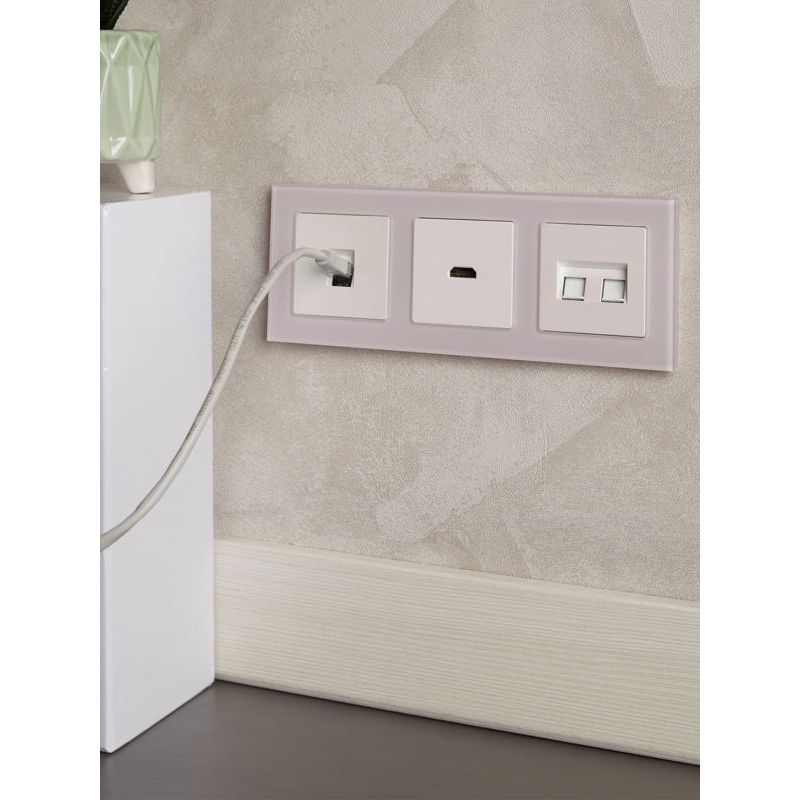 BRITE Розетка компьютерная двойная RJ45 кат.6 РК11-2-БрЖ жемчуг IEK