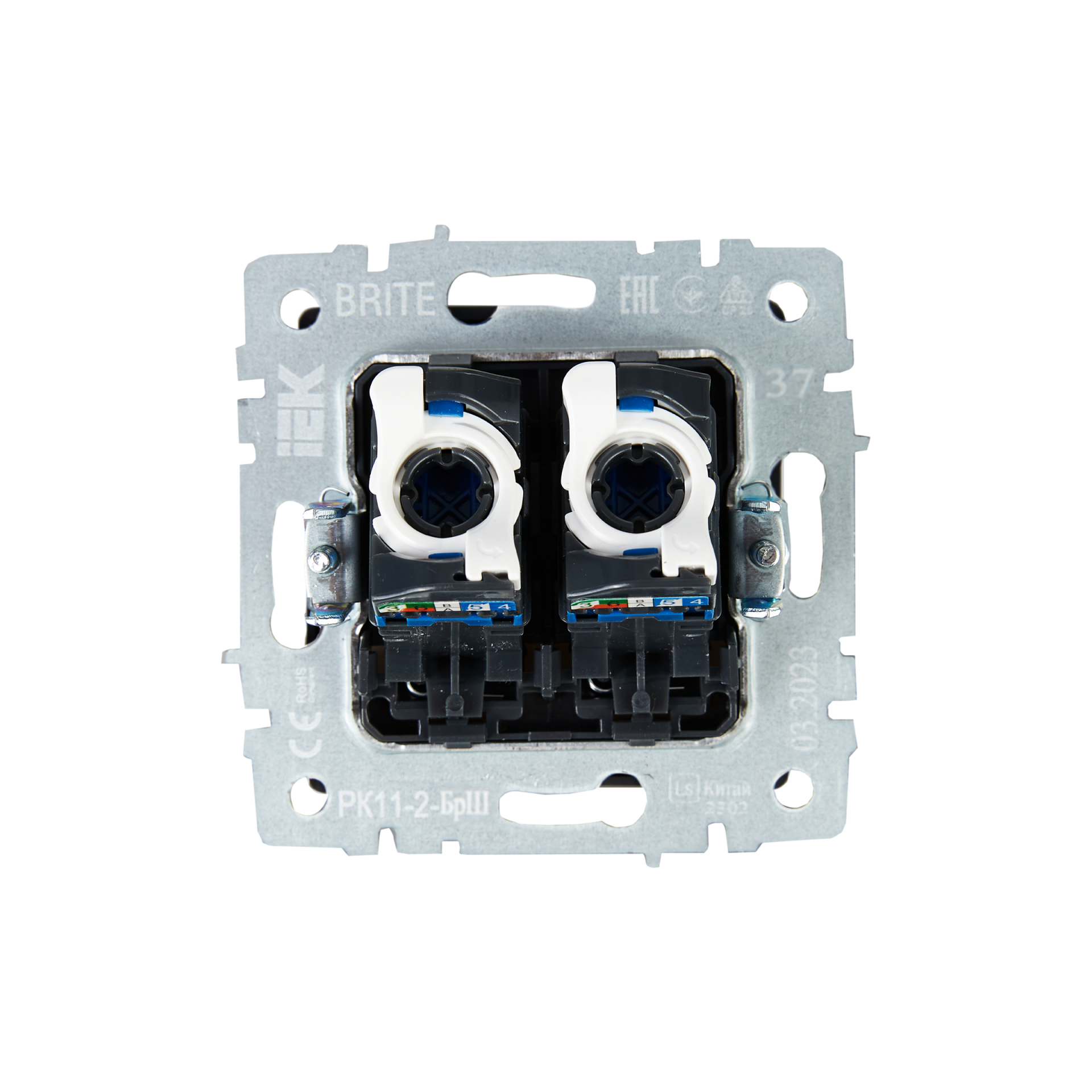 BRITE Розетка компьютерная двойная RJ45 кат.6 РК11-2-БрШ шампань IEK
