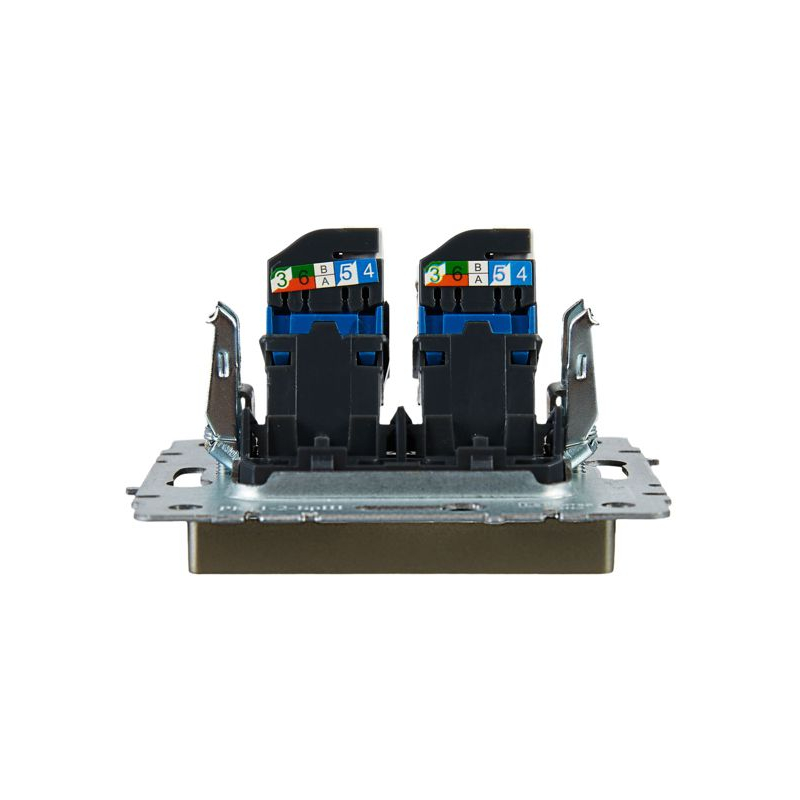 BRITE Розетка компьютерная двойная RJ45 кат.6 РК11-2-БрШ шампань IEK