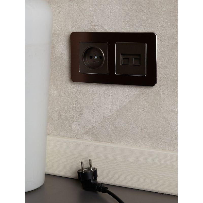 BRITE Розетка компьютерная двойная RJ45 кат.6 РК11-2-БрТБ темная бронза IEK