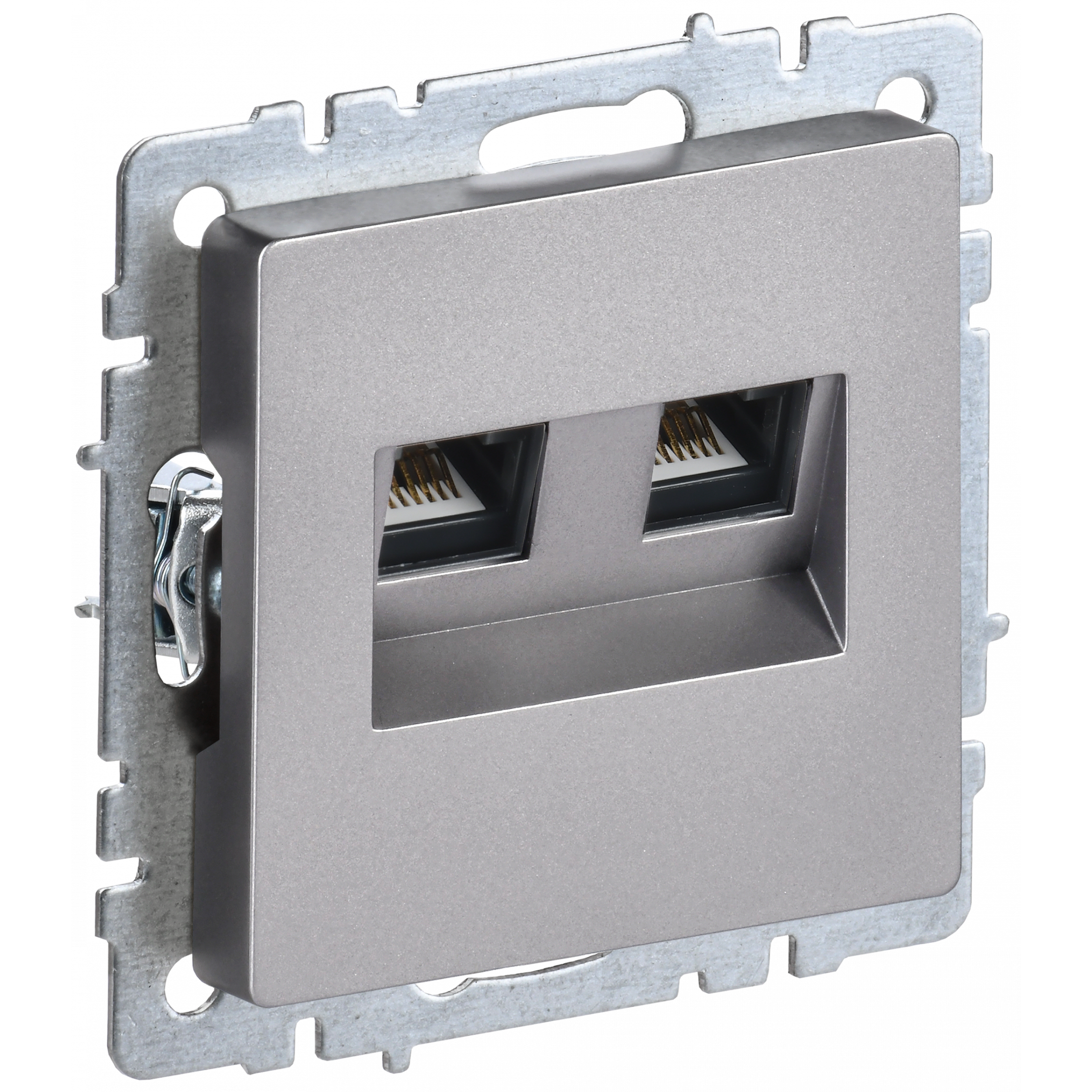 BRITE Розетка компьютерная двойная RJ45 кат.6 РК11-2-БрС сталь IEK